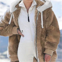 2021 Women Autumn Winter Jacket Female Coat Casual Soft Hooded Fleece Plush Warm Plus Size Faux Fur Fluffy Zipper top