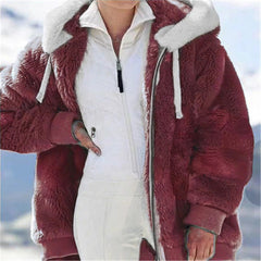 2021 Women Autumn Winter Jacket Female Coat Casual Soft Hooded Fleece Plush Warm Plus Size Faux Fur Fluffy Zipper top