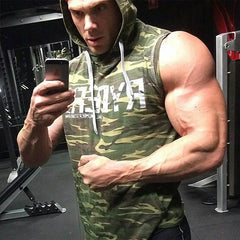 2020 new men Brand Clothing Bodybuilding Letters Fitness Men Hooded Tank Top Vest Sportswear Sleeveless Shirt Hoodie Musculation