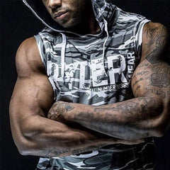 2020 new men Brand Clothing Bodybuilding Letters Fitness Men Hooded Tank Top Vest Sportswear Sleeveless Shirt Hoodie Musculation