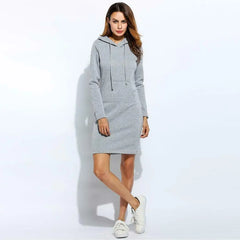 Fashion Women's Hooded Long Sleeve Fall Autumn Hoodie Casual Style with Pocket Bodycon Tunic Dress Top New Hot Sale