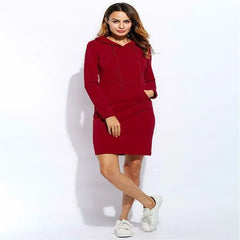 Fashion Women's Hooded Long Sleeve Fall Autumn Hoodie Casual Style with Pocket Bodycon Tunic Dress Top New Hot Sale