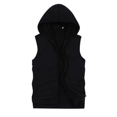 2022 New Mens Sleeveless vest Summer Men  Tank Top With Hood Male Fashion None Sleeve Hoodie Zip Up Casual Sportswear Clothes