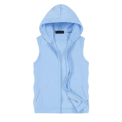 2022 New Mens Sleeveless vest Summer Men  Tank Top With Hood Male Fashion None Sleeve Hoodie Zip Up Casual Sportswear Clothes