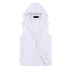 2022 New Mens Sleeveless vest Summer Men  Tank Top With Hood Male Fashion None Sleeve Hoodie Zip Up Casual Sportswear Clothes