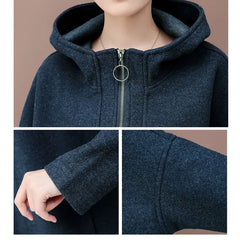 Hooded Sweatshirt Women Spring Autumn 2023 New Korean Loose Bat sleeve Hoodies Tops Casual Clothes Female zipper Sweatshirt Coat