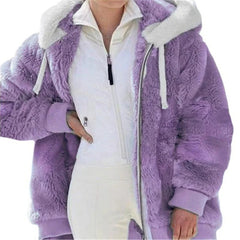 2021 Women Autumn Winter Jacket Female Coat Casual Soft Hooded Fleece Plush Warm Plus Size Faux Fur Fluffy Zipper top