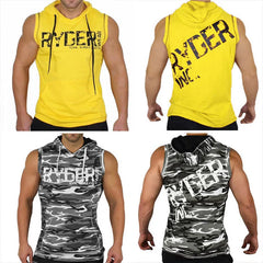 2020 new men Brand Clothing Bodybuilding Letters Fitness Men Hooded Tank Top Vest Sportswear Sleeveless Shirt Hoodie Musculation