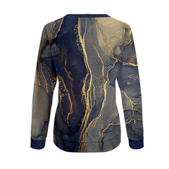 Marbing Print Hoodie For Women Round Neck Long Sleeves Sweatshirt For Ladies Trendy Athletic Loose Fit Pullover Female Clothes