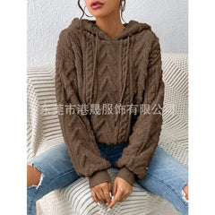 Loose Plush Coat Outwear Casual Fashion Trend Women's Pullover Hoodies Long Sleeve Sweater Flannel Hooded Sweatshirts