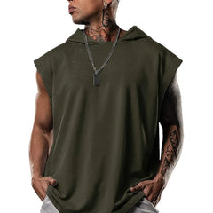 New Men's Sports Tank Top Hoodie Sleeveless T-shirt