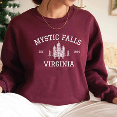 Mystic Falls Virginia Sweatshirt Vampire Fan Sweater Salvatore Brothers Hoodie Unisex Long Sleeve Sweatshirts Casual Pullovers