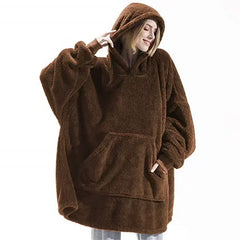 Winter Hoodies Warm Comfort Flannel Blanket with Sleeves Oversized Women Men Pullovers Thicken Fleece Giant TV Blanket Home wear