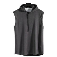 Shirt Vest Hooded Hoodie Polyester Sleeveless Solid Summer Tank Undershirt Bodybuilding Men Muscle High Quality