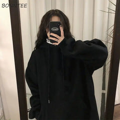 Hoodies Women Streetwear Harajuku Winter BF Thick Graffiti Kangaroo Pocket All-match Print Loose Tunic Korean Style New Arrival