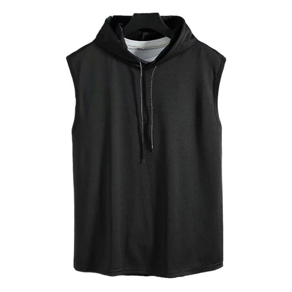 Shirt Vest Hooded Hoodie Polyester Sleeveless Solid Summer Tank Undershirt Bodybuilding Men Muscle High Quality