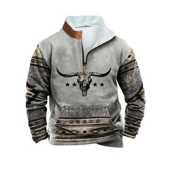 Fashion Mens Fleece Sweatshirts 2024 New Casual Turndown Collar Pullover Long Sleeve Winter Wool Lining Mens 3D Print Sweatshirt