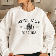 Mystic Falls Virginia Sweatshirt Vampire Fan Sweater Salvatore Brothers Hoodie Unisex Long Sleeve Sweatshirts Casual Pullovers