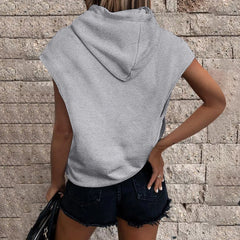 Women Hooded Hoodie Tanks Sleeveless Sweatshirt Short Sleeve Loose Pullover Solid Oversized Hip Hop Sportswear Harajuku Hoodies