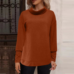 Women Solid Color Turtleneck Knitted Sweatshirt Autumn Winter Lantern Sleeves Loose Hoodie New Female Office Everyday Casual Top