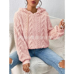 Loose Plush Coat Outwear Casual Fashion Trend Women's Pullover Hoodies Long Sleeve Sweater Flannel Hooded Sweatshirts