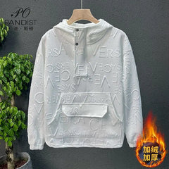 Men's Fleece Hoodie Sweatshirt Casual Style Solid Color Long Sleeve Solid Pullover Luxury 3D Letter Designer Sweatshirt Jacket