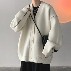 Knit Sweater Male Cardigan Jacket Long Men's Clothing Coat No Hoodie White A Aesthetic Meme Best Selling Products 2023 Knitwears