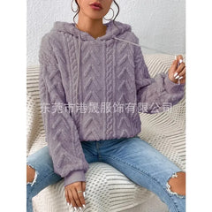 Loose Plush Coat Outwear Casual Fashion Trend Women's Pullover Hoodies Long Sleeve Sweater Flannel Hooded Sweatshirts