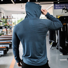 2024 Mens Fitness Tracksuit Running Sport Hoodie Gym Joggers Hooded Workout Athletic Clothing Muscle Training Sweatshirt Tops