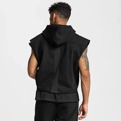 Mens Brand Gyms Clothing Bodybuilding Hooded Tank Top Cotton Sleeveless Vest Sweatshirt Fitness Workout Sportswear Tops Male