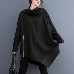 Fashionable Hoodie with Irregular Length and Loose Collar for Women in Plus Size