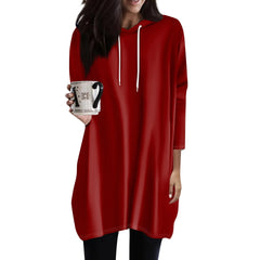 Women'S Shirt Skirt Solid Color Hoodie Autumn Pullover Top Women'S Fashion Casual Hooded Pocket 3/4 Sleeve Tunic Tops T-Shirts