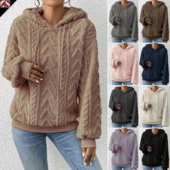 Loose Plush Coat Outwear Casual Fashion Trend Women's Pullover Hoodies Long Sleeve Sweater Flannel Hooded Sweatshirts