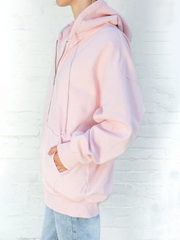 Sweet Pink Oversized Hoodie Autumn Long Sleeve Hooded Zip-up Cotton Sweatshirt Casual Preppy Style Cute Hoodies Top for Woman