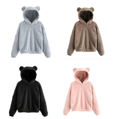 Women Sherpas Pullover Long Sleeve Furry Soft Fleece Jackets Sweater Sweatshirt Hoodies Outwear Coat 066C