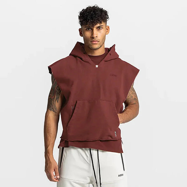 Mens Brand Gyms Clothing Bodybuilding Hooded Tank Top Cotton Sleeveless Vest Sweatshirt Fitness Workout Sportswear Tops Male