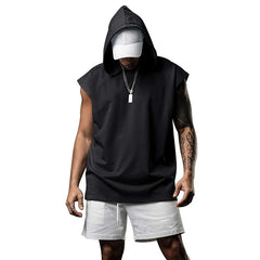 New Men's Sports Tank Top Hoodie Sleeveless T-shirt