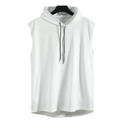 Shirt Vest Hooded Hoodie Polyester Sleeveless Solid Summer Tank Undershirt Bodybuilding Men Muscle High Quality