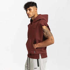 Mens Brand Gyms Clothing Bodybuilding Hooded Tank Top Cotton Sleeveless Vest Sweatshirt Fitness Workout Sportswear Tops Male