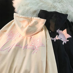 Y2K Zipper Hoodie Women 2023 new Fried Street Star Letter print spliced cardigan hoodie women fashion loose coat top streetwear