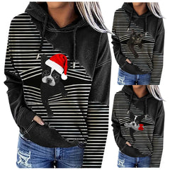 Women's Loose Stripe Splicing Explosion Hooded Long Sleeved Sweatshirt Athletic casual Egirl