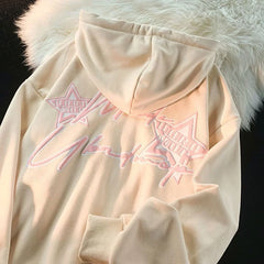 Y2K Zipper Hoodie Women 2023 new Fried Street Star Letter print spliced cardigan hoodie women fashion loose coat top streetwear