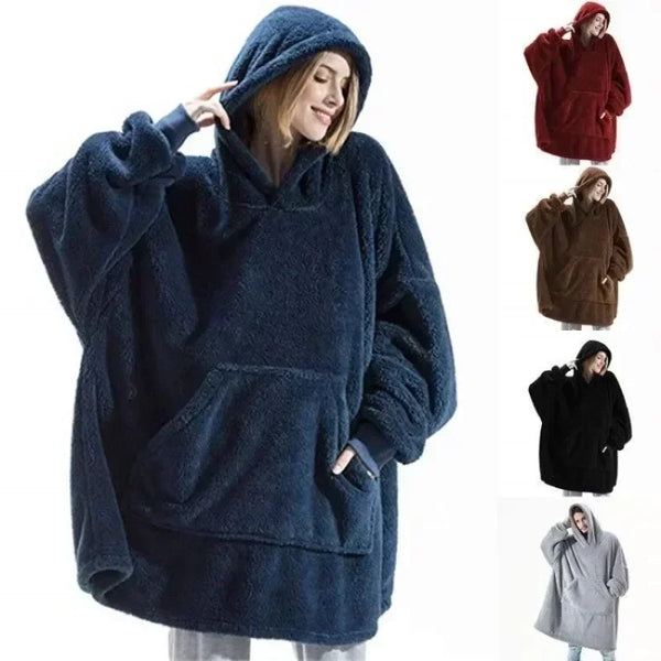 Winter Hoodies Warm Comfort Flannel Blanket with Sleeves Oversized Women Men Pullovers Thicken Fleece Giant TV Blanket Home wear