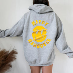 Colored HAPPY HANGOVER Hoodie Women Hoody Sweatshirts Pullovers Fashion graphic pure cotton Streetwear top jumper fit hoodies