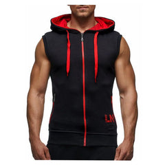 New Men Tank Tops Bodybuilding Sleeveless Hoodie Tops Silm Fit Hooded Vest Sport Casual Vests Tracksuit