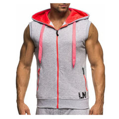 New Men Tank Tops Bodybuilding Sleeveless Hoodie Tops Silm Fit Hooded Vest Sport Casual Vests Tracksuit